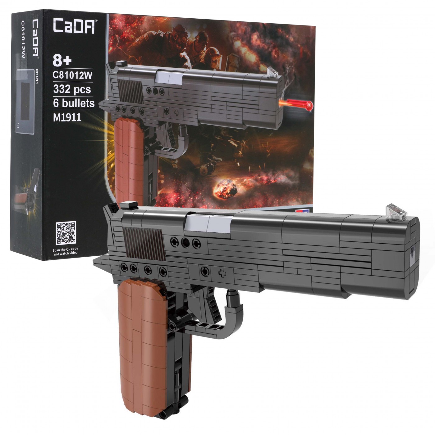 Technické bloky CaDA 332 el. Pistole M1911 s funkcí střelby pro děti 8+