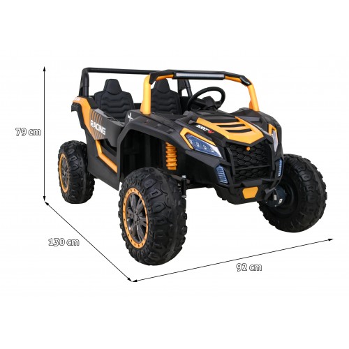 Buggy ATV Racing pro 2 děti zlatá + pohon 4x4 + dálkové ovládání + pomalý start + MP3 LED