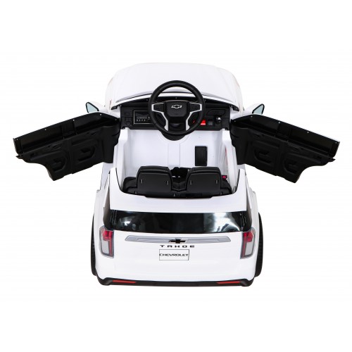 Elektrické dětské auto Chevrolet Tahoe bílé + dálkové ovládání + EVA + rádio MP3 + LED