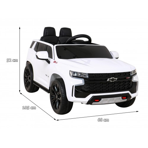 Elektrické dětské auto Chevrolet Tahoe bílé + dálkové ovládání + EVA + rádio MP3 + LED