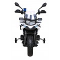 Policejní motor BMW F850 GS na baterii pro děti Pomocná kola Světla sirény 2 kufry Pomalý start