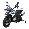 Policejní motor BMW F850 GS na baterii pro děti Pomocná kola Světla sirény 2 kufry Pomalý start