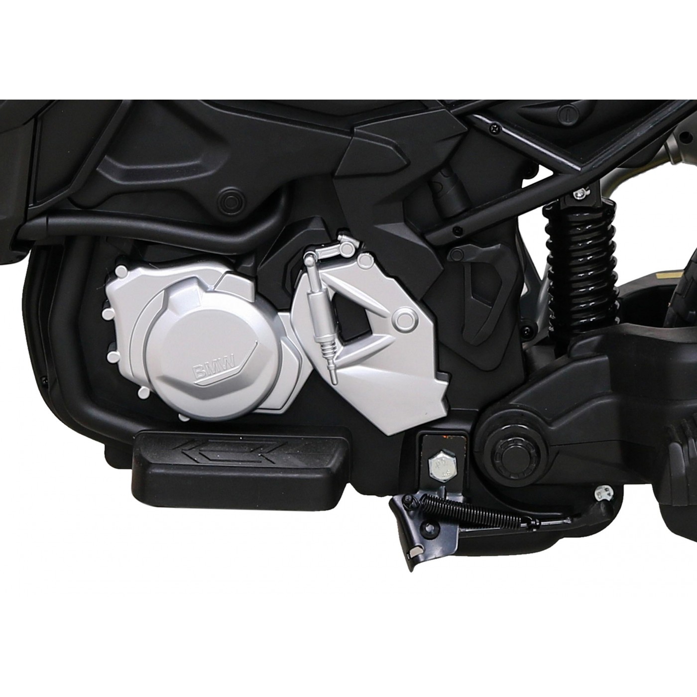 Policejní motor BMW F850 GS na baterii pro děti Pomocná kola Světla sirény 2 kufry Pomalý start