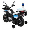 Policejní motor BMW F850 GS na baterii pro děti Pomocná kola Světla sirény 2 kufry Pomalý start