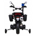 Policejní motor BMW F850 GS na baterii pro děti Pomocná kola Světla sirény 2 kufry Pomalý start