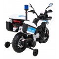 Policejní motor BMW F850 GS na baterii pro děti Pomocná kola Světla sirény 2 kufry Pomalý start