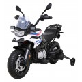 Dětský bateriový motor BMW F850 GS bílá + přídavná kola + audio LED + pomalý start + EVA