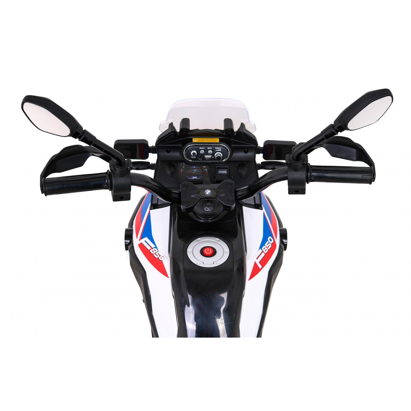 Dětský bateriový motor BMW F850 GS bílá + přídavná kola + audio LED + pomalý start + EVA