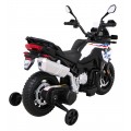 Dětský bateriový motor BMW F850 GS bílá + přídavná kola + audio LED + pomalý start + EVA