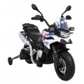 Dětský bateriový motor BMW F850 GS bílá + přídavná kola + audio LED + pomalý start + EVA