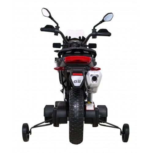 Dětský bateriový motor BMW F850 GS bílá + přídavná kola + audio LED + pomalý start + EVA