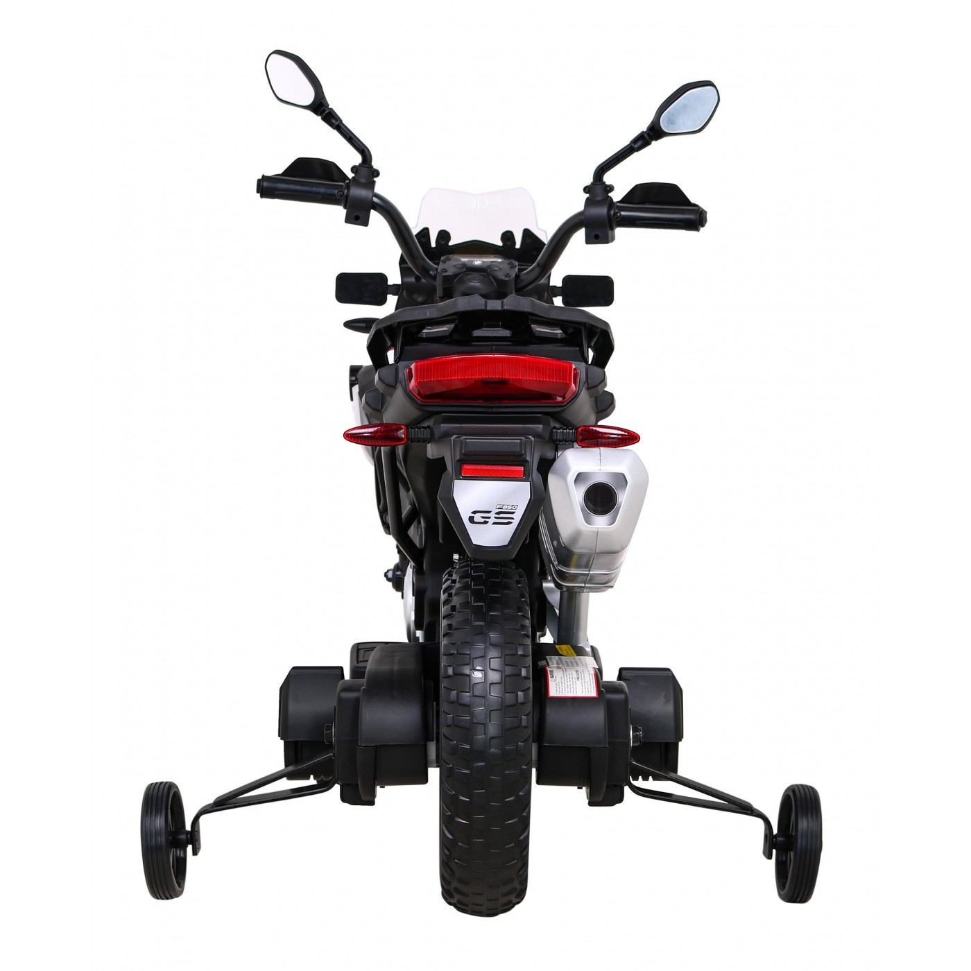 Dětský bateriový motor BMW F850 GS bílá + přídavná kola + audio LED + pomalý start + EVA