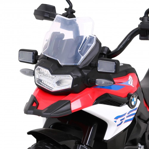 Dětský bateriový motor BMW F850 GS červený + přídavná kola + audio LED + pomalý start + EVA