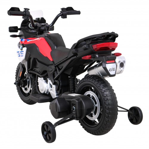 Dětský bateriový motor BMW F850 GS červený + přídavná kola + audio LED + pomalý start + EVA
