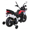 Dětský bateriový motor BMW F850 GS červený + přídavná kola + audio LED + pomalý start + EVA