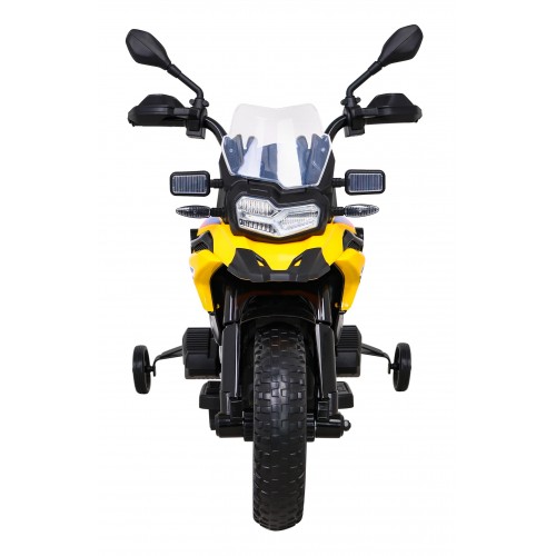 Motor BMW F850 GS na baterii pro děti Žlutá + Pomocná kola + Audio LED + Pomalý start + EVA