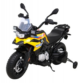 Motor BMW F850 GS na baterii pro děti Žlutá + Pomocná kola + Audio LED + Pomalý start + EVA