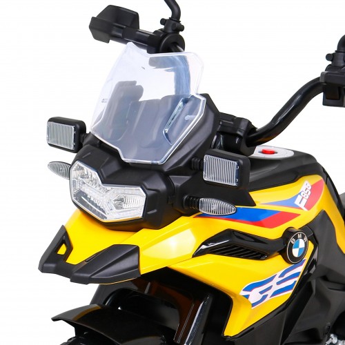 Motor BMW F850 GS na baterii pro děti Žlutá + Pomocná kola + Audio LED + Pomalý start + EVA