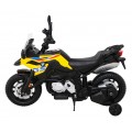 Motor BMW F850 GS na baterii pro děti Žlutá + Pomocná kola + Audio LED + Pomalý start + EVA