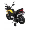 Motor BMW F850 GS na baterii pro děti Žlutá + Pomocná kola + Audio LED + Pomalý start + EVA