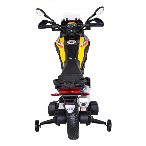 Motor BMW F850 GS na baterii pro děti Žlutá + Pomocná kola + Audio LED + Pomalý start + EVA