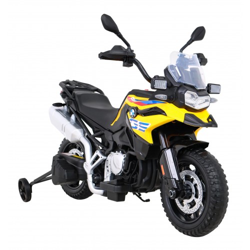 Motor BMW F850 GS na baterii pro děti Žlutá + Pomocná kola + Audio LED + Pomalý start + EVA