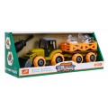 Rozkládací traktor se lžící a přívěsem + šroubovák + ovečky Hračka pro děti 3+