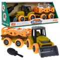 Rozkládací traktor se lžící a přívěsem + šroubovák + ovečky Hračka pro děti 3+
