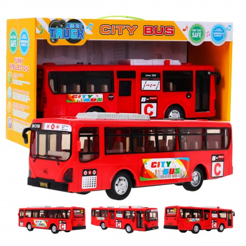 Interaktivní školní autobus pro děti 3+ červený + otevírání dveří + Zvuky Světla