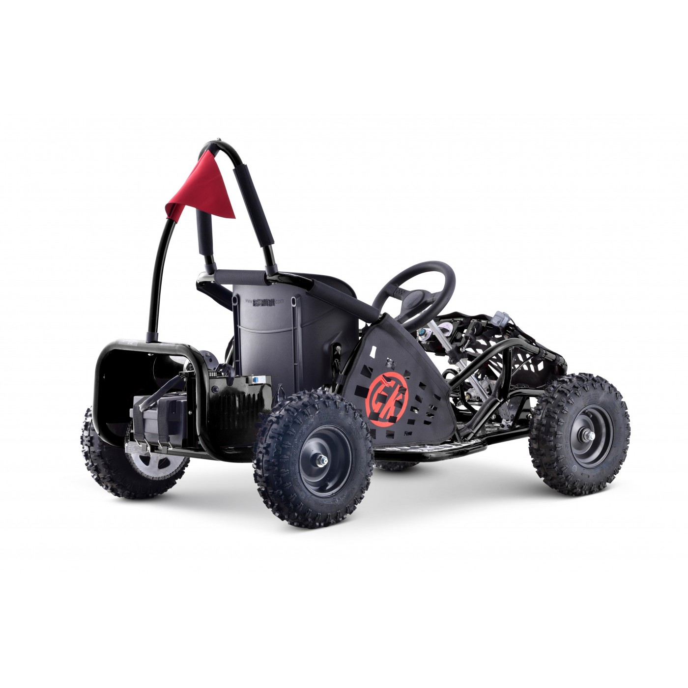 Rychlá dračí motokára pro baterii Černá 30km/h + Motor 1000W + Nafouknutá kola + Nastavení sedadla + Pásy
