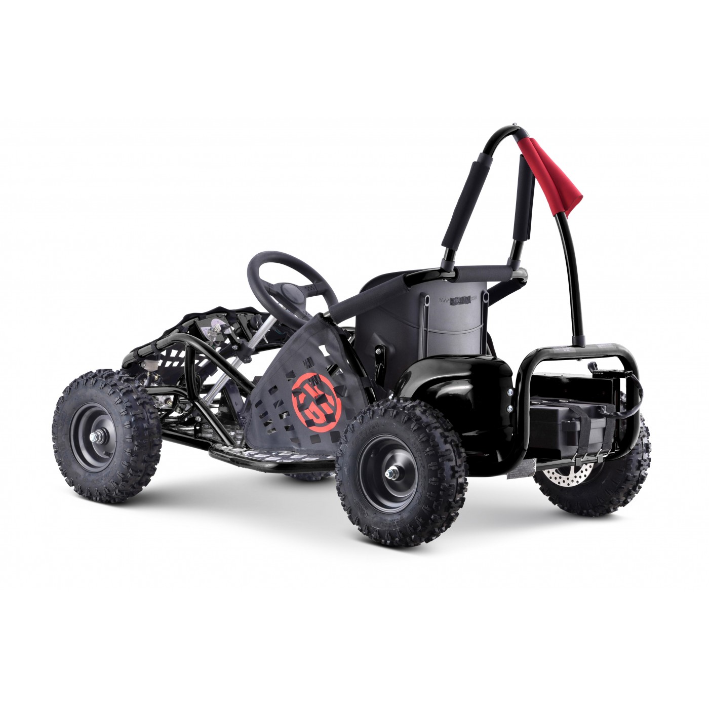 Rychlá dračí motokára pro baterii Černá 30km/h + Motor 1000W + Nafouknutá kola + Nastavení sedadla + Pásy