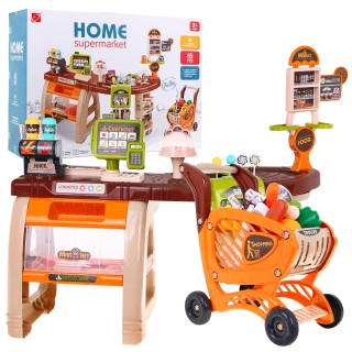 Velký supermarket pro děti 3+ Interaktivní set 65 el. + Pokladna + Skener + Vozík + Příslušenství