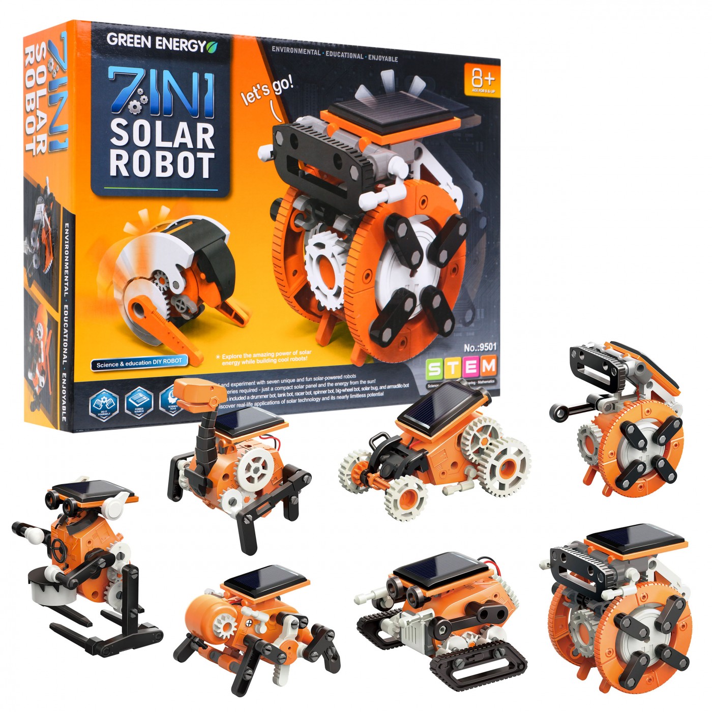 Sada solárních robotů k sestavení 7v1 pro děti 8+ interaktivních funkcí