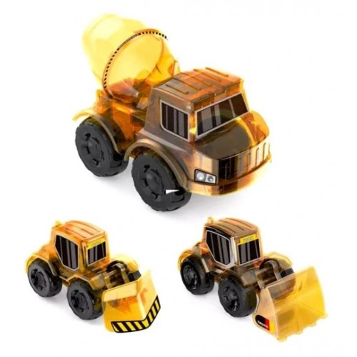 Vzdělávací sada solárních stavebních vozidel 3v1 pro děti Bagr Míchačka betonu Truck Buldozer
