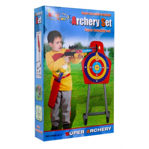 Velká kuše pro děti 3+ štít na stojanu + 3 balíky s přísavkami + hrot