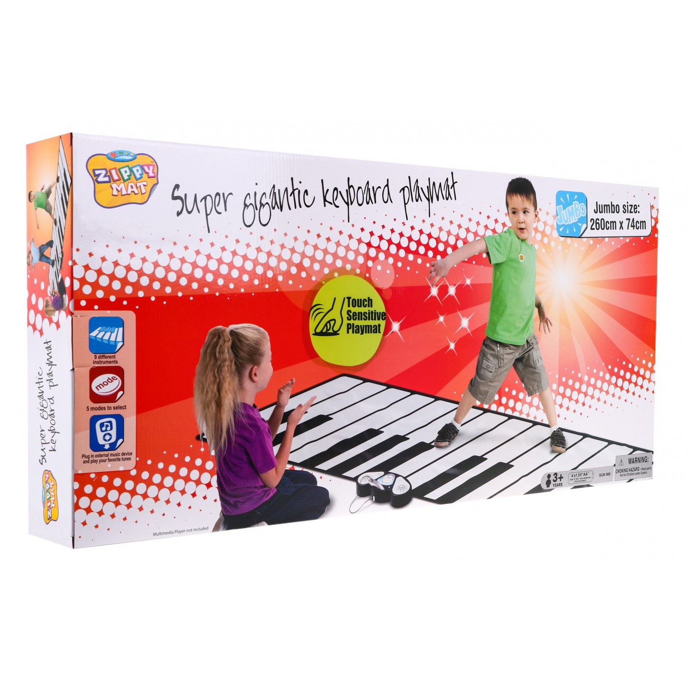 Velká hudební podložka pro děti 3+ Keyboard XXL 260x74cm + Režim nahrávání+ Kabel MP3