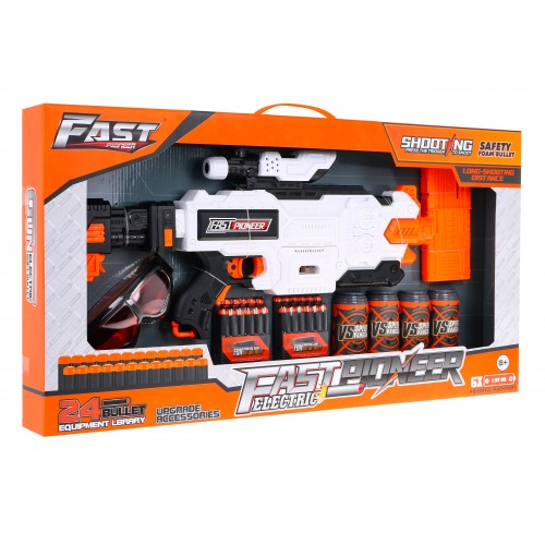 Dětská puška 8+ měkké kuličky + doplňky Zbraň hračka Fast Pioneer