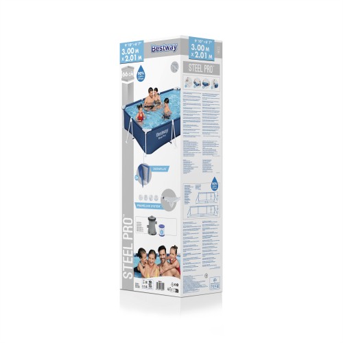 Deluxe Steel Pro Steel POOL 300X201X66 Filtr  BESTWAY 3V1 + Čerpadlo + Filtr