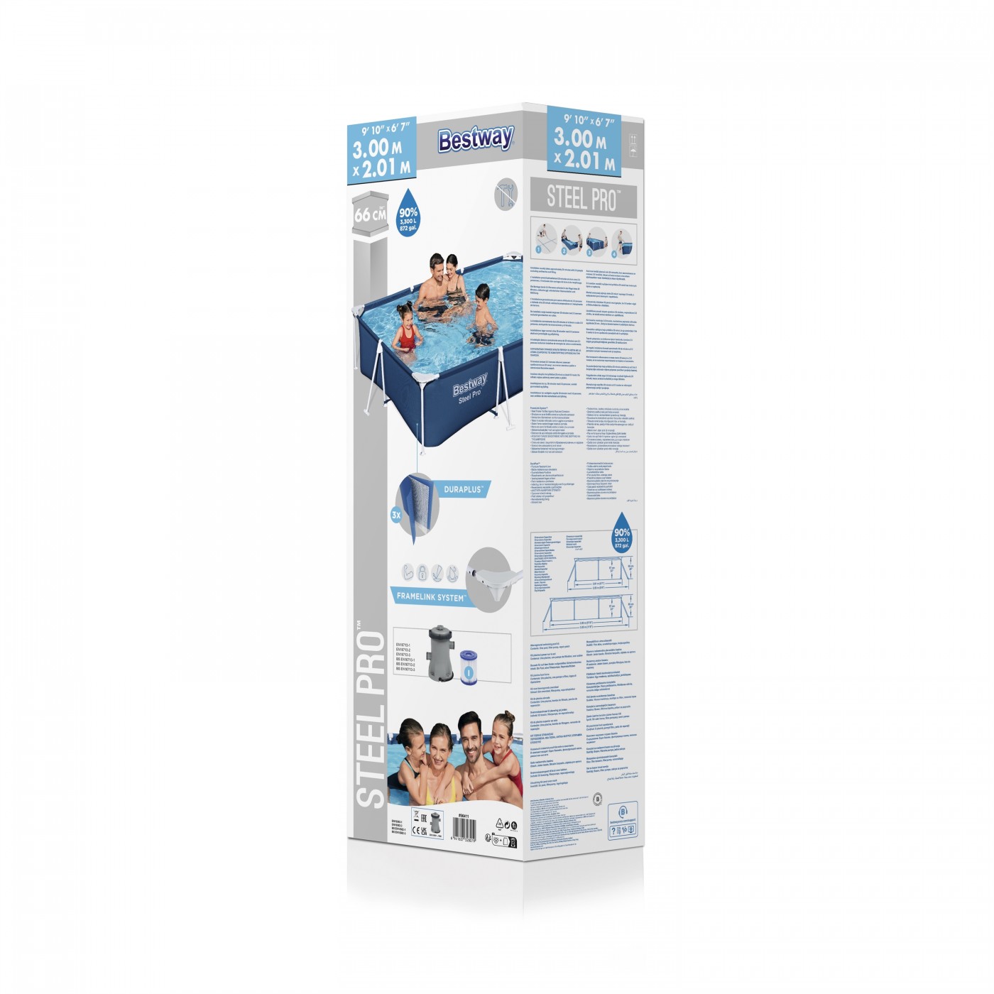 Deluxe Steel Pro Steel POOL 300X201X66 Filtr  BESTWAY 3V1 + Čerpadlo + Filtr