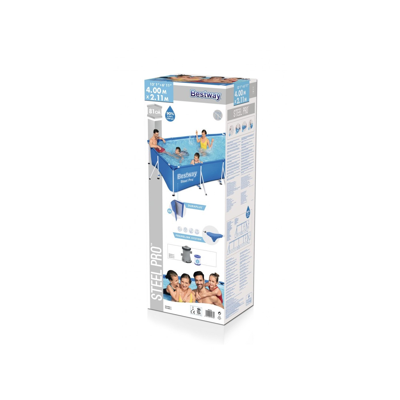 Ocelový BAZÉN BESTWAY Family Steel Pro 3v1 400x211x81cm + čerpadlo + filtr