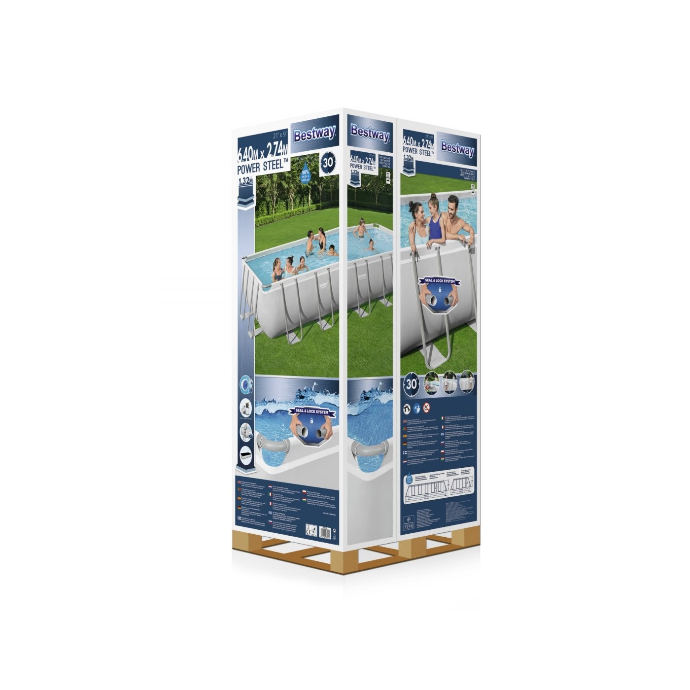 BESTWAY 640x274x132cm 21x9FT 6v1 rámový bazén Power Steel + pískové čerpadlo