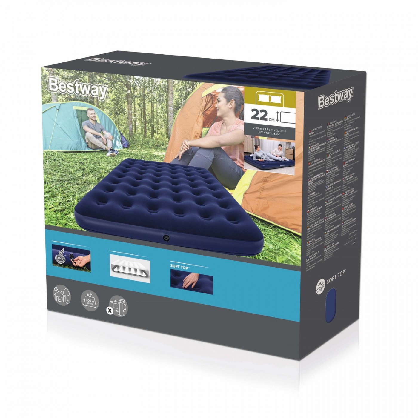 Matrace na spaní BESTWAY 203x152x22cm pro 2 osoby s vločkovým vzduchem + opravná sada