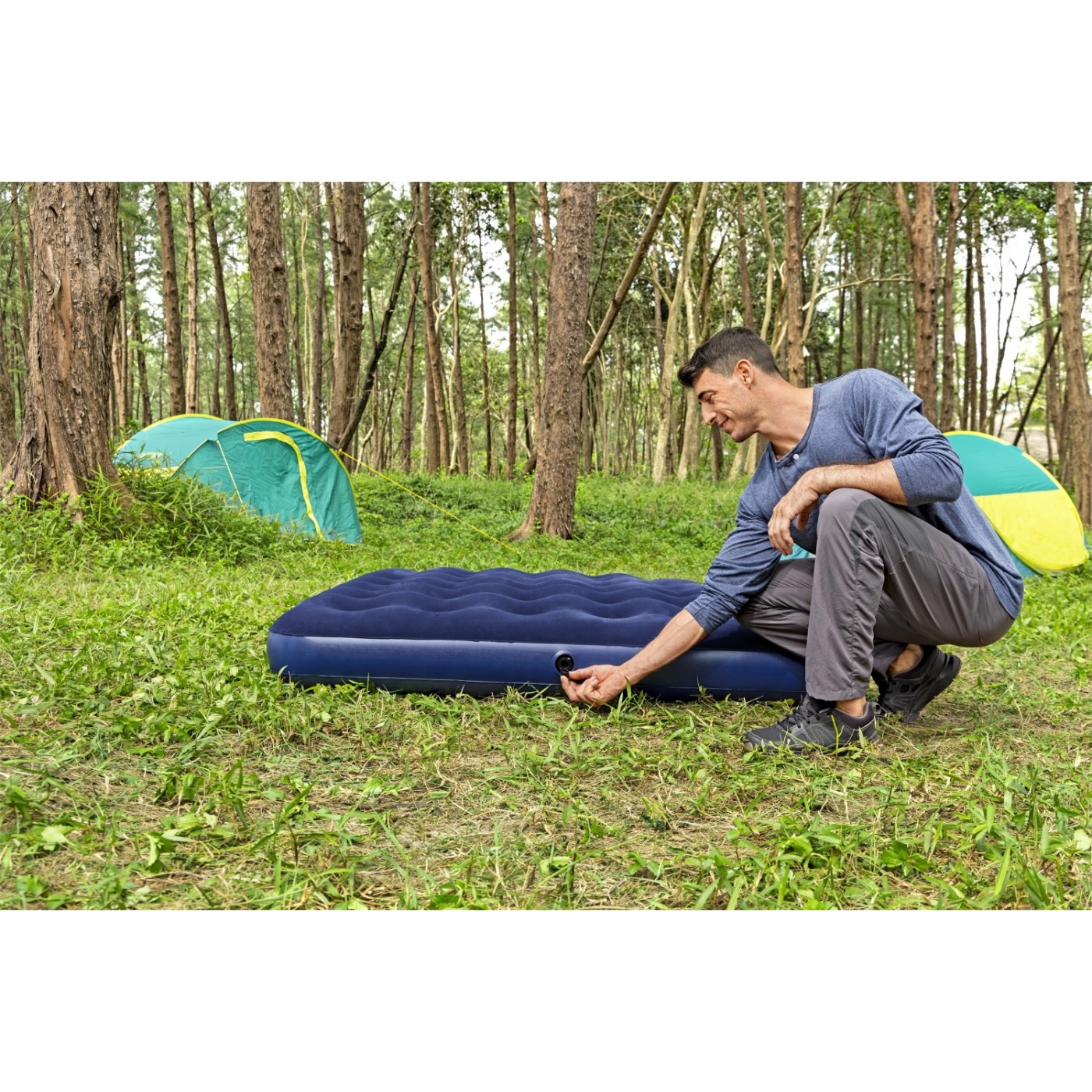 Matrace na spaní BESTWAY 203x152x22cm pro 2 osoby s vločkovým vzduchem + opravná sada