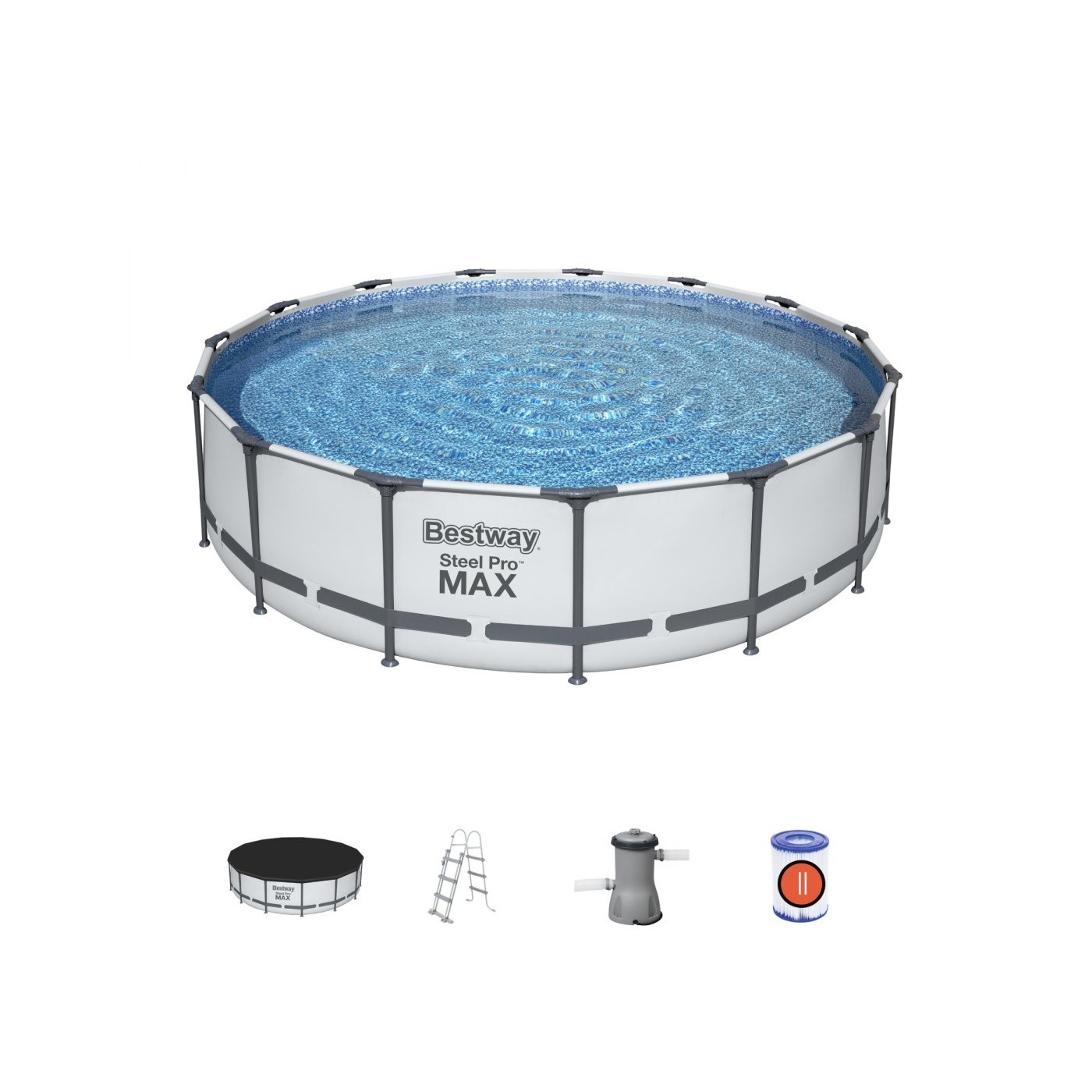 Steel Pro MAX 457x107 15 stop ocelový BAZÉN ŠEDÝ BESTWAY 5v1 + příslušenství