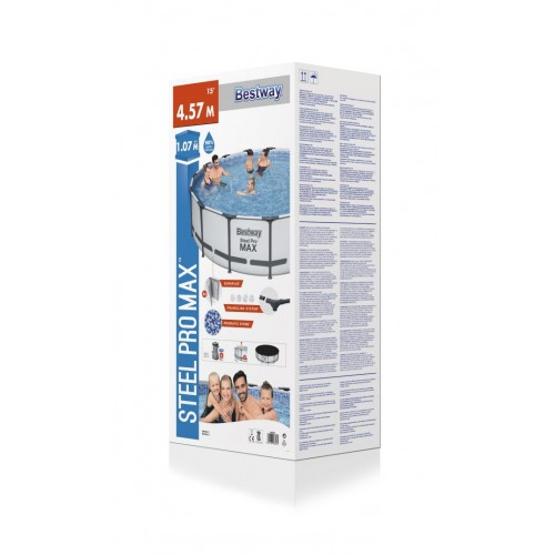 Steel Pro MAX 457x107 15 stop ocelový BAZÉN ŠEDÝ BESTWAY 5v1 + příslušenství