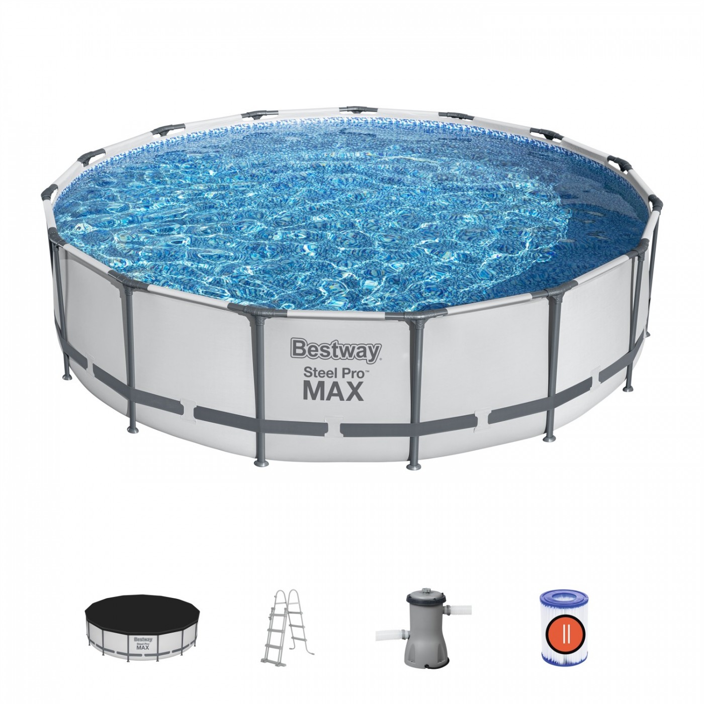 Steel Pro MAX 457X107 15 stop BESTWAY 5v1 Rack Bazénové čerpadlo Žebříkový kryt