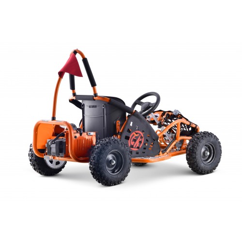 Gokart Fast Dragon na baterie motokárta oranžová 30km/h + motor 1000W + nafouknutá kola + nastavení sedadla + pásy