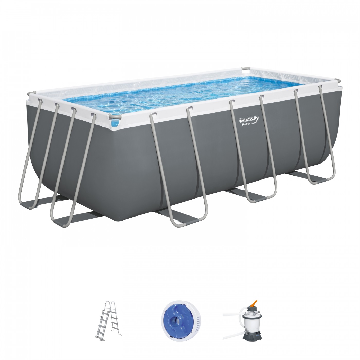 Power Steel 412x201x122 Ocelový bazén 13x6FT BESTWAY 5v1 + Pískové čerpadlo