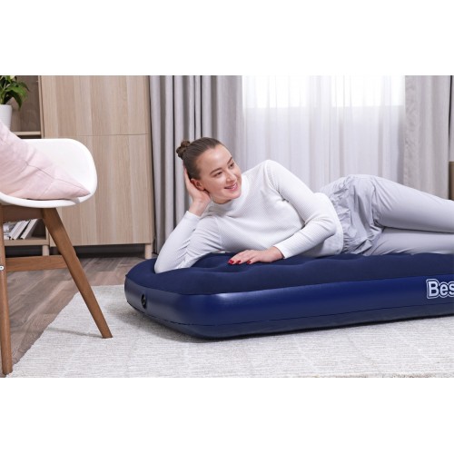 Nafukovací cestovní matrace na spaní BESTWAY Flocked 185x76x22cm + opravná sada