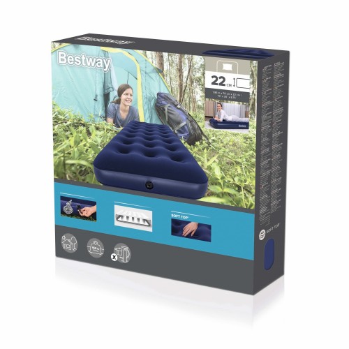 Nafukovací cestovní matrace na spaní BESTWAY Flocked 185x76x22cm + opravná sada